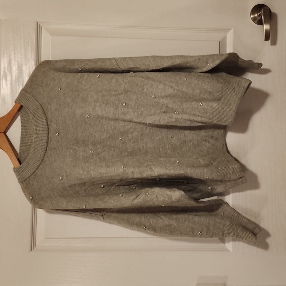 Grey pearl detail sweater